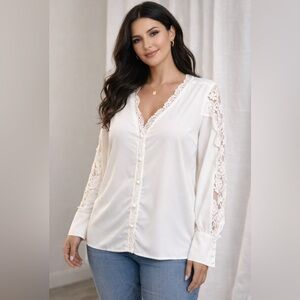 Chic White Lace Sleeve Blouse
